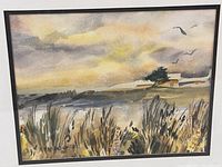 Full view of watercolor artwork showing coastal scene