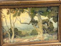 Front view of framed landscape print