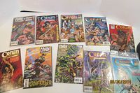 All ten Conan comics laid out in two rows