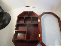 cabinet open showing internal compartments