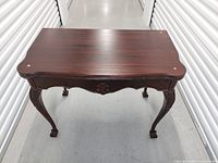 Mahogany folding table folded position top view
