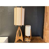 Both lamps on table showing relative sizes and design