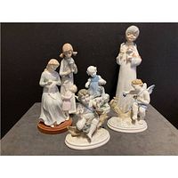 Group shot of all six porcelain figurines