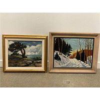 Both framed paintings side by side for scale and condition