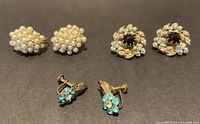 Front view of all three earring pairs