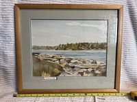 Full view of framed watercolour seascape