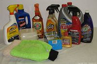 Group shot of all cleaning products and mitts