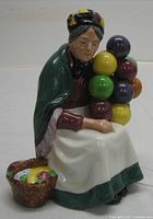 Front left view of figurine showing face, balloons and basket