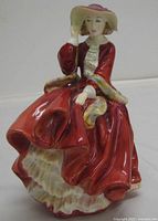Front view of Royal Doulton Top o' the Hill figurine showing dress detail