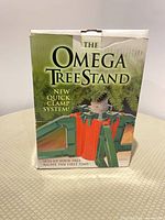 Retail box front displaying Omega Tree Stand branding