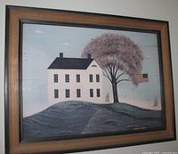 Full view of framed Warren Kimble print on wall