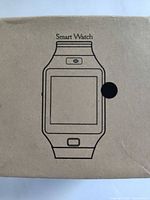front of kraft box showing smart watch line art
