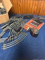 overview of curved and straight track, switch controller, tender, No.020 box