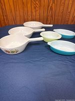 All six casserole dishes displayed together on table