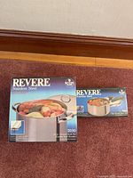 Retail box of Revere Ware 10-qt stock pot and 1-qt saucepan