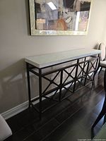 Full view of console table against wall