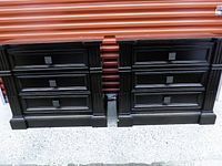 Front view of both nightstands showing drawer configuration and hardware