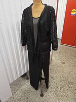 Full view of three-piece set on mannequin