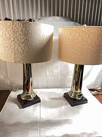 Both lamps showing full form, shades and bases