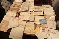 Overview of large spread of railway documents and forms