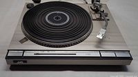 Top view showing complete JVC L-A55 turntable, platter, tonearm, control panel