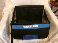 Front view showing Henkelion branding, mesh sides and blue accent