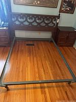 Overall view of assembled headboard and metal frame