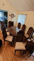 Overall view of all eight chairs around dining table
