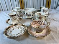 Group shot showing all teacups, saucers and plates