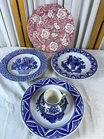 Group shot of all plates, cup and saucer