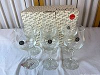 Five glasses front view with Rosenthal Monbijou box
