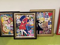 All three framed textured prints side by side