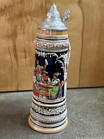 Full view of stein showing height and decoration