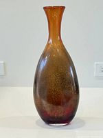 Full view of amber to brown gradient art glass vase