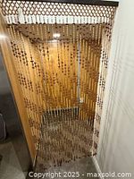 Front view of entire wood bead curtain