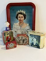 Group shot of all six items: tray, four tins, ceramic shaker