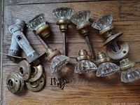 All glass knobs and hardware laid out