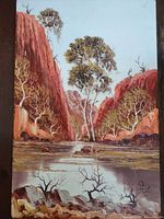 Full view of unframed vertical oil painting on board