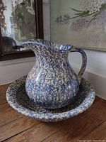 Pitcher resting in basin showing overall set and pattern