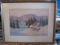 Framed watercolour showing entire artwork with frame