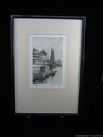 Full view of framed etching