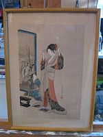 Full view of framed woodblock print