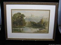 Front view of framed watercolour landscape