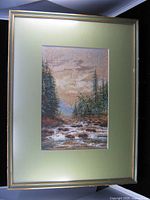 Full view of framed watercolour with mat and frame