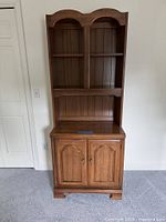 Front view of Bassett hutch/bookcase cabinet closed