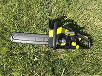 Full view of Champion chainsaw showing 16-inch bar