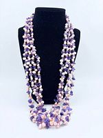 Necklace draped on bust showing full length and multi-strand construction