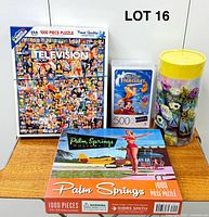 Front view of all four puzzles showing titles and packaging