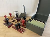 Group shot showing stamps, embosser and card box