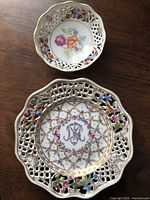 Both porcelain items showing relative sizes and decoration